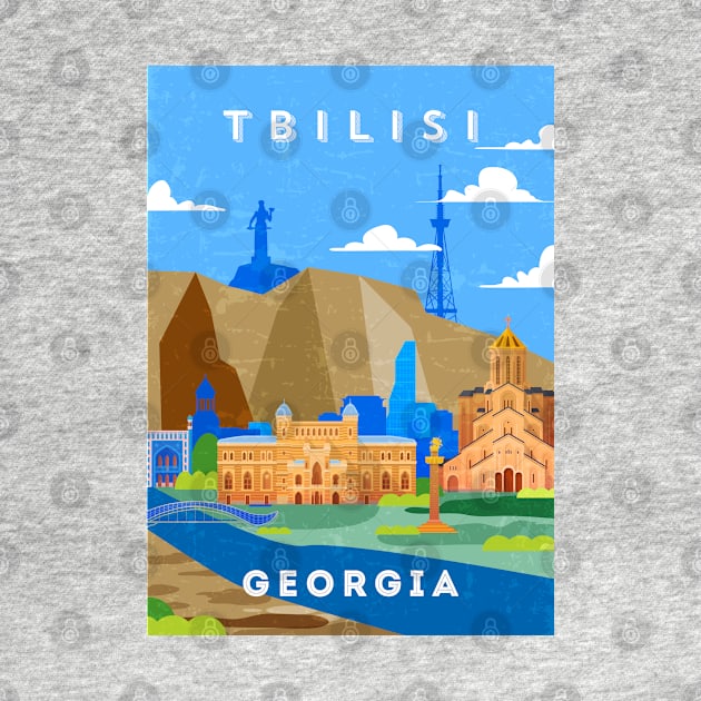 Tbilisi, Georgia - Retro travel minimalist poster by GreekTavern